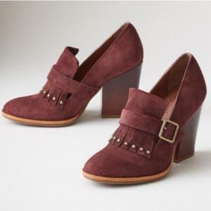 New Kork-Ease Burgundy Prim Suede Pump reddish purple high heels loafers 7.5-8.5